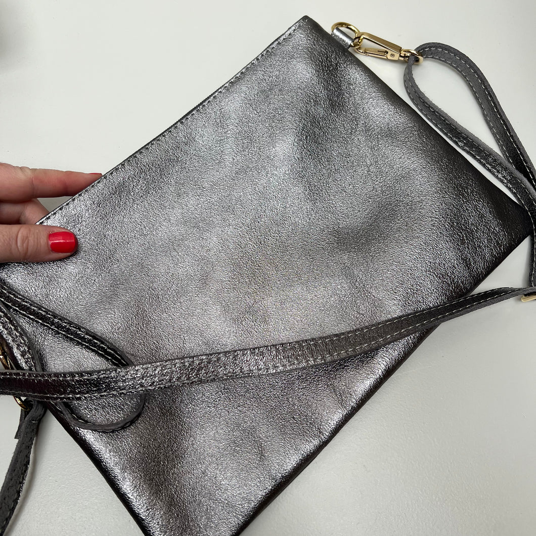 Metallic Leather Clutch