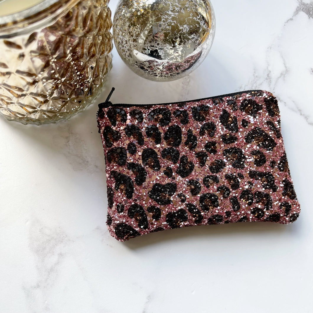Pink leopard coin purse