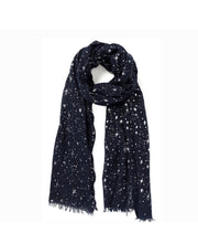 Load image into Gallery viewer, Navy and Silver Star Scarf
