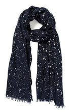 Load image into Gallery viewer, Navy and Silver Star Scarf
